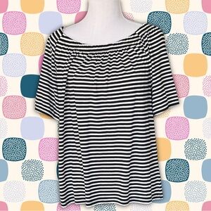 Talbots Woman White and Blue Striped Top Size 1X